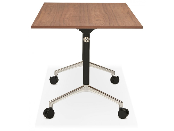 Birou lemn nuc cu roti Neves 160x80 cm blat reglabil, pal melaminat / baza neagra si crom, OT00860WA - Kokoon [3]