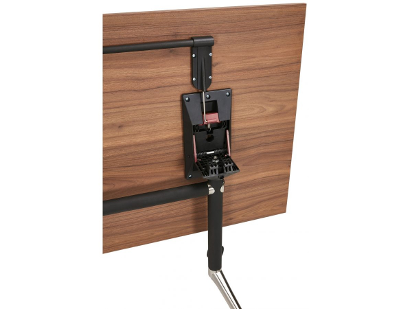 Birou lemn nuc cu roti Neves 160x80 cm blat reglabil, pal melaminat / baza neagra si crom, OT00860WA - Kokoon [2]