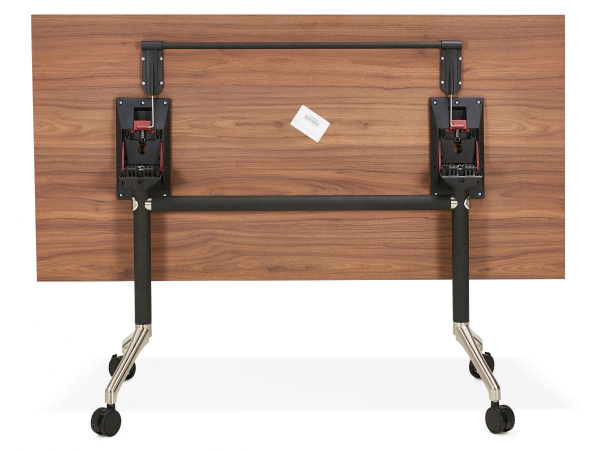 Birou lemn nuc cu roti Neves 160x80 cm blat reglabil, pal melaminat / baza neagra si crom, OT00860WA - Kokoon [7]