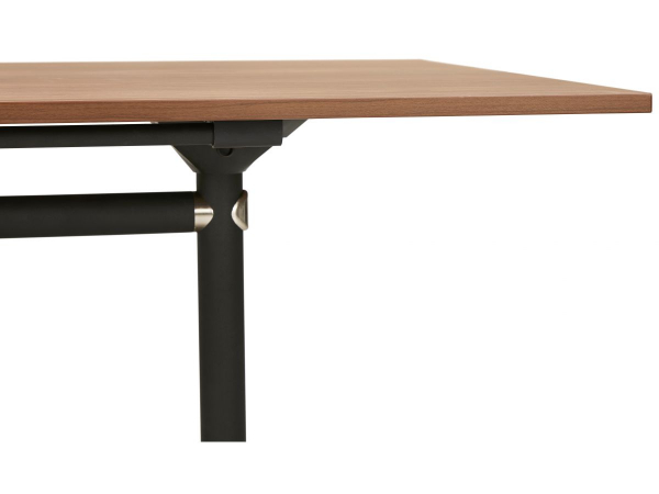 Birou lemn nuc cu roti Neves 160x80 cm blat reglabil, pal melaminat / baza neagra si crom, OT00860WA - Kokoon [9]