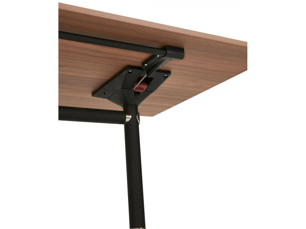 Birou lemn nuc cu roti Neves 160x80 cm blat reglabil, pal melaminat / baza neagra si crom, OT00860WA - Kokoon [8]