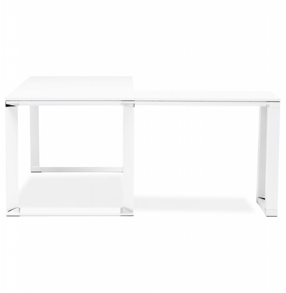 Birou managerial alb Warner 170 cm in forma de L, pal melaminat, picioare albe otel, OT00200WH - Kokoon [7]