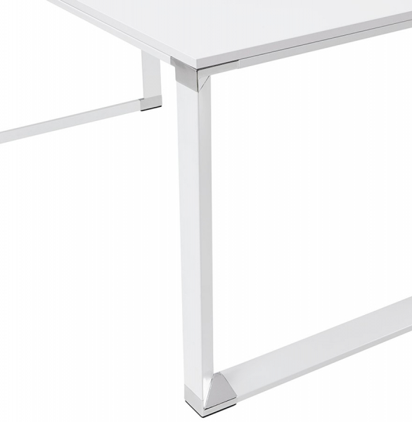Birou managerial alb Warner 170 cm in forma de L, pal melaminat, picioare albe otel, OT00200WH - Kokoon [11]