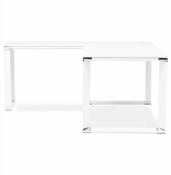 Birou managerial alb Warner 170 cm in forma de L, pal melaminat, picioare albe otel, OT00200WH - Kokoon [3]