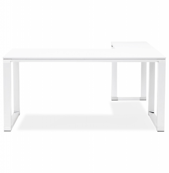 Birou managerial alb Warner 170 cm in forma de L, pal melaminat, picioare albe otel, OT00200WH - Kokoon [10]