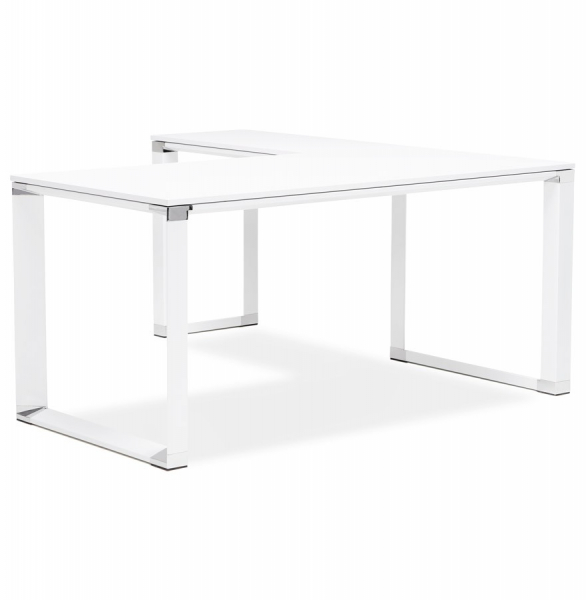Birou managerial alb Warner 170 cm in forma de L, pal melaminat, picioare albe otel, OT00200WH - Kokoon [2]