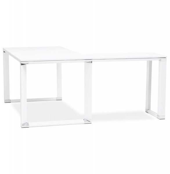 Birou managerial alb Warner 170 cm in forma de L, pal melaminat, picioare albe otel, OT00200WH - Kokoon [8]