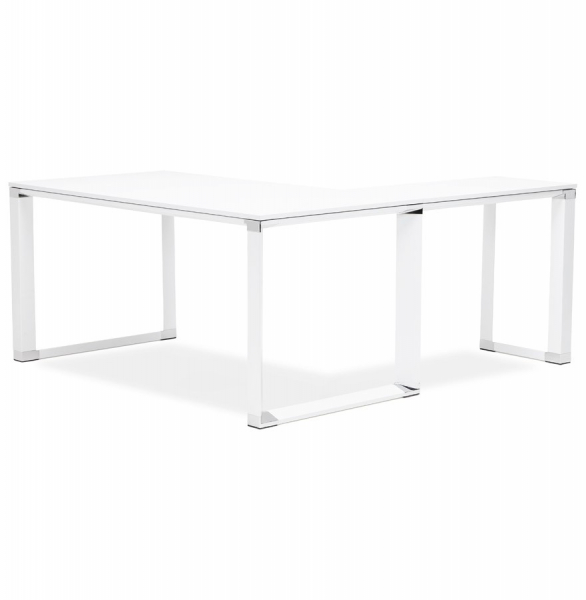 Birou managerial alb Warner 170 cm in forma de L, pal melaminat, picioare albe otel, OT00200WH - Kokoon [9]