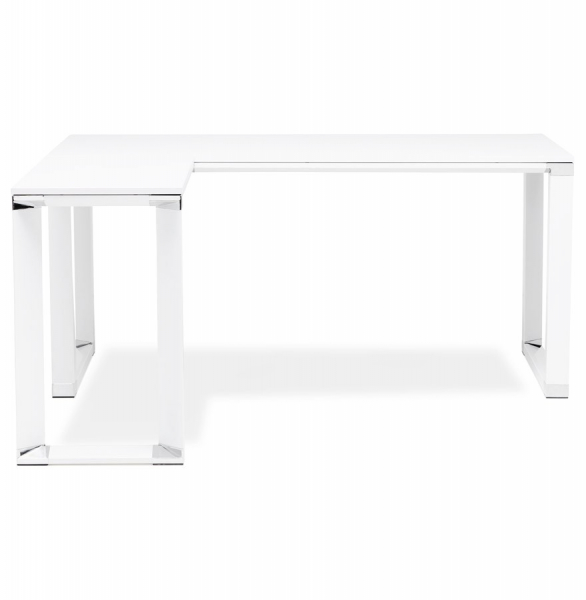 Birou managerial alb Warner 170 cm in forma de L, pal melaminat, picioare albe otel, OT00200WH - Kokoon [5]