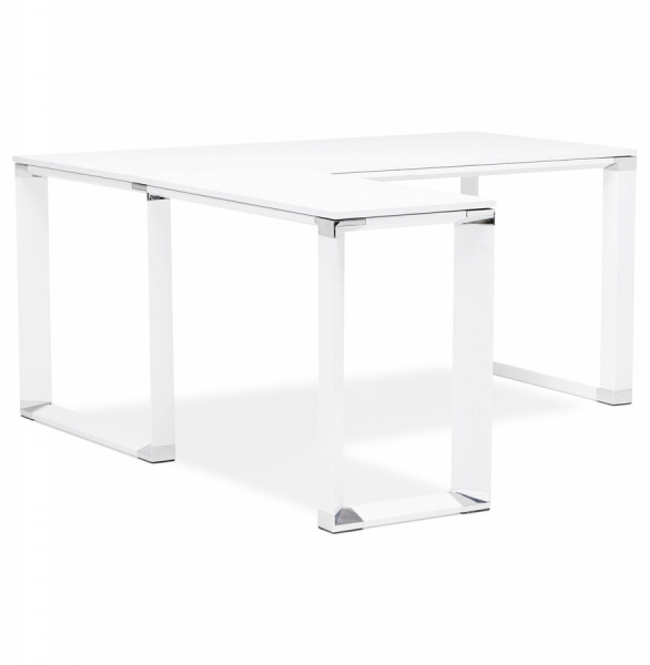 Birou managerial alb Warner 170 cm in forma de L, pal melaminat, picioare albe otel, OT00200WH - Kokoon [6]