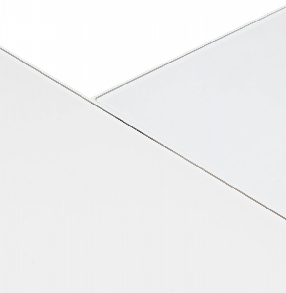 Birou managerial alb in forma de L Warner III 170 cm, sticla securizata alba, picioare albe otel, OT00210WH - Kokoon [16]