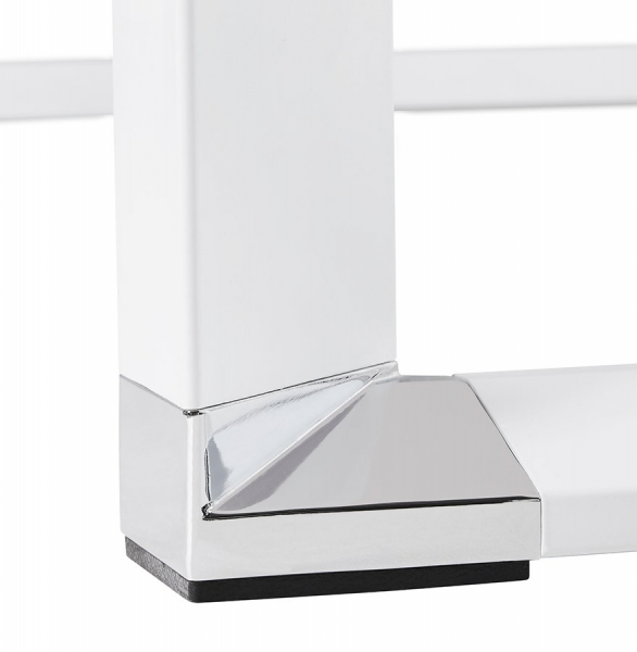 Birou managerial alb in forma de L Warner III 170 cm, sticla securizata alba, picioare albe otel, OT00210WH - Kokoon [18]