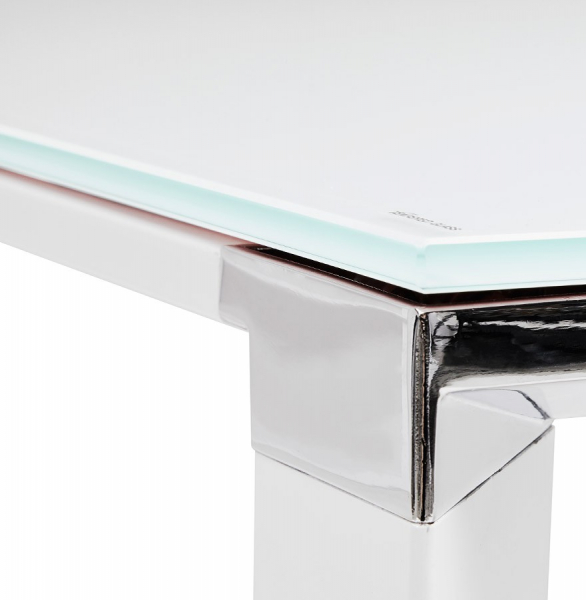 Birou managerial alb in forma de L Warner III 170 cm, sticla securizata alba, picioare albe otel, OT00210WH - Kokoon [14]