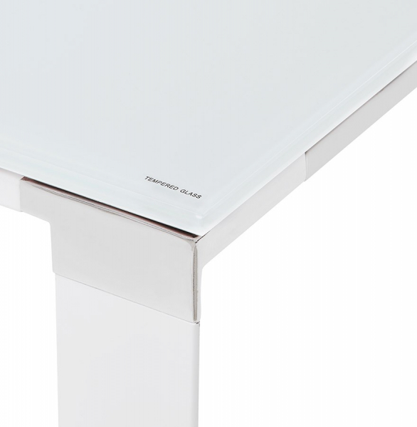 Birou managerial alb in forma de L Warner III 170 cm, sticla securizata alba, picioare albe otel, OT00210WH - Kokoon [15]