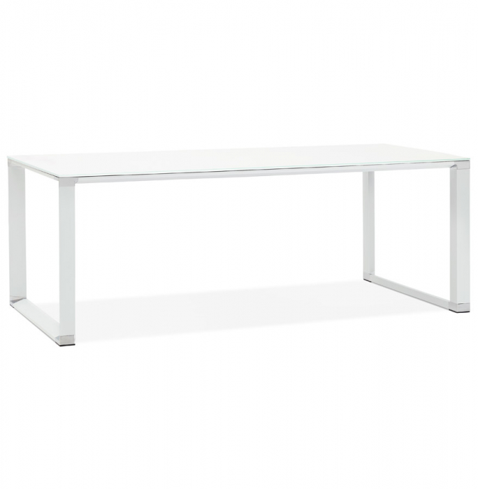 BIROU MANAGERIAL ALB WARNER III ALB 200X100 CM, STICLA SECURIZATA, PICIOARE ALBE OTEL,  OT01240WHWH - KOKOON [2]