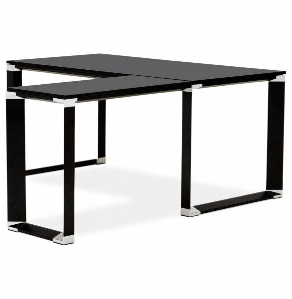 Birou managerial negru in forma de L Warner 170 cm, pal melaminat, picioare negre otel, OT00220BL - Kokoon [5]