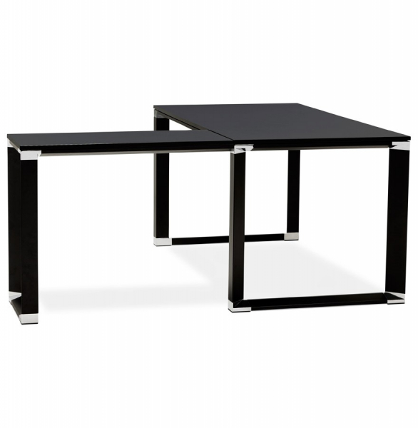Birou managerial negru in forma de L Warner 170 cm, pal melaminat, picioare negre otel, OT00220BL - Kokoon [4]
