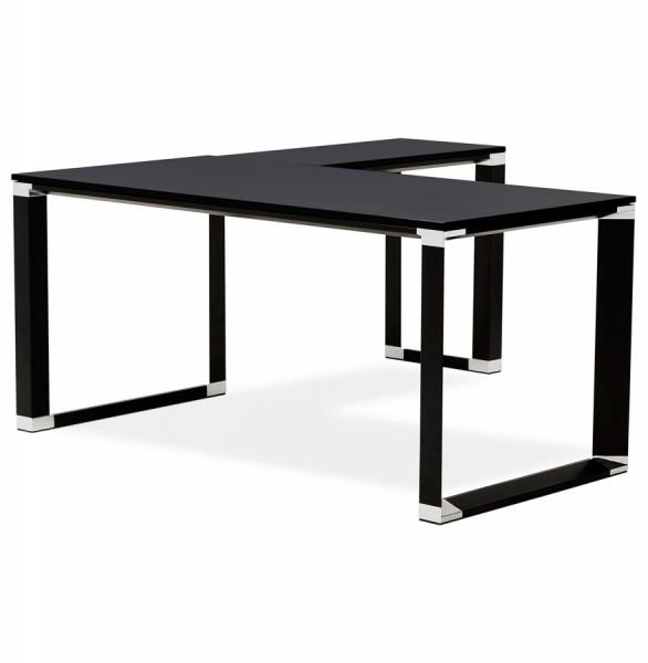 Birou managerial negru in forma de L Warner 170 cm, pal melaminat, picioare negre otel, OT00220BL - Kokoon [11]