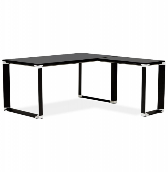 Birou managerial negru in forma de L Warner 170 cm, pal melaminat, picioare negre otel, OT00220BL - Kokoon [8]