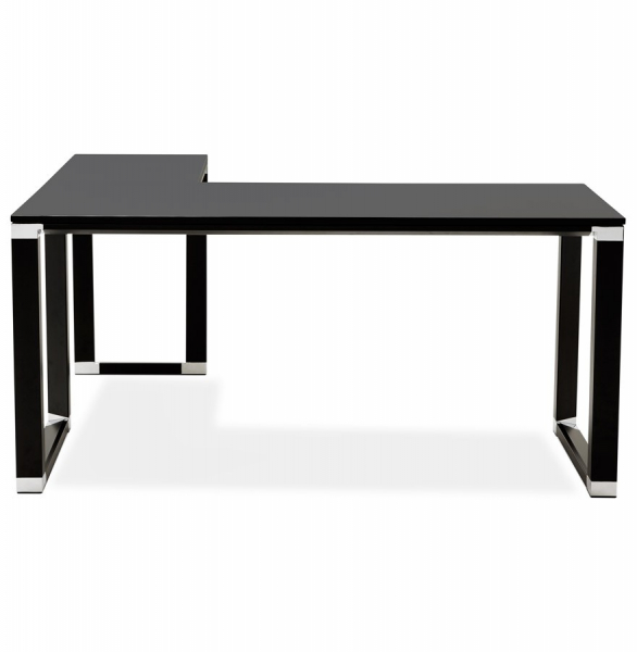 Birou managerial negru in forma de L Warner 170 cm, pal melaminat, picioare negre otel, OT00220BL - Kokoon [12]