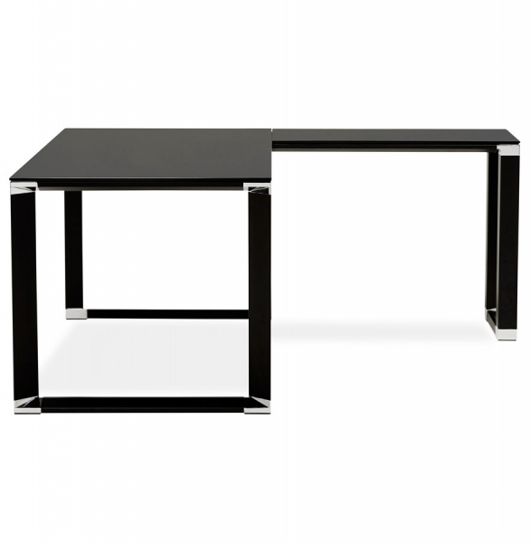 Birou managerial negru in forma de L Warner III 170 cm, sticla securizata neagra, picioare otel, OT00230BL - Kokoon [9]