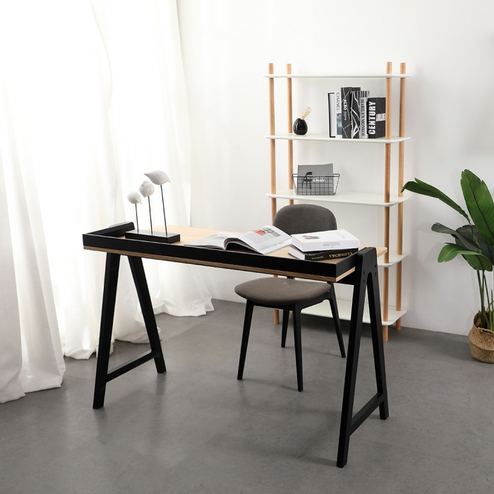 Birou minimalist Kompas-123x59 cm lemn-alb/negru, KH010100934 - King [16]