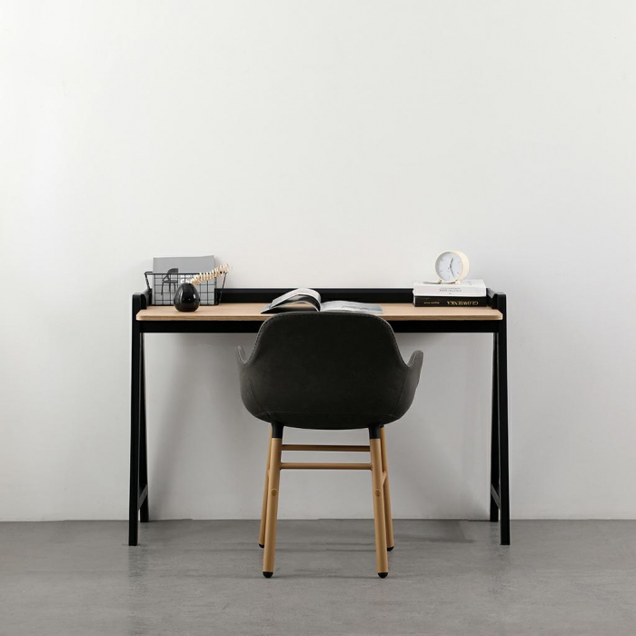 Birou minimalist Kompas-123x59 cm lemn-alb/negru, KH010100934 - King [15]