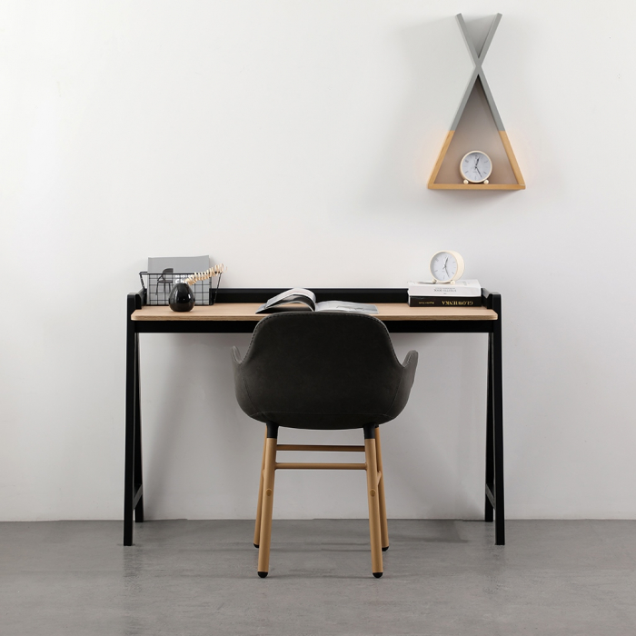 Birou minimalist Kompas-123x59 cm lemn-alb/negru, KH010100934 - King [13]
