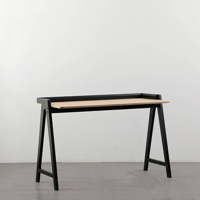 Birou minimalist Kompas-123x59 cm lemn-alb/negru, KH010100934 - King [11]