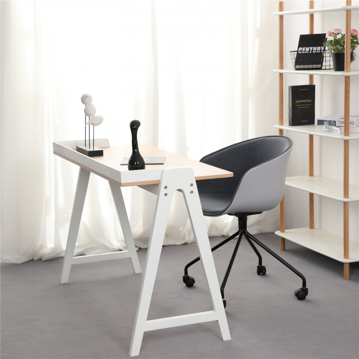 Birou minimalist Kompas-123x59 cm lemn-alb/negru, KH010100934 - King [8]
