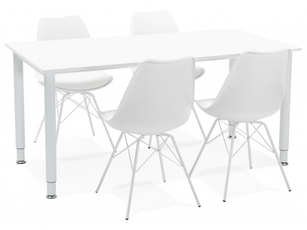 Birou modern alb Asal 160x80 cm, pal melaminat, picioare albe otel, OT00490WHWH - Kokoon [10]