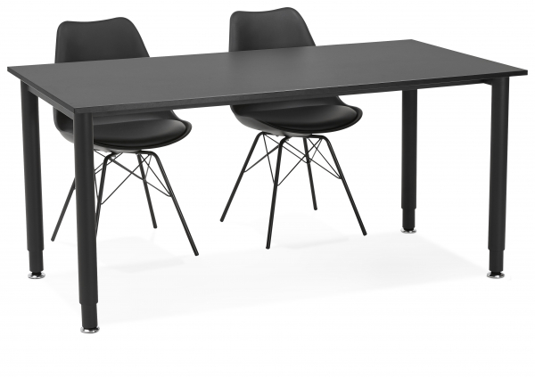 Birou modern negru Asal 160x80 cm, pal melaminat, picioare negre otel, OT00500BLBL - Kokoon [10]