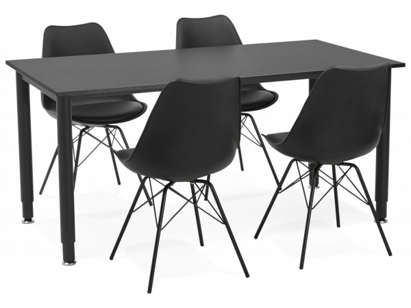 Birou modern negru Asal 160x80 cm, pal melaminat, picioare negre otel, OT00500BLBL - Kokoon [11]