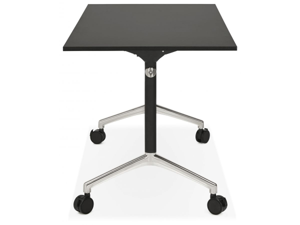 Birou negru cu roti Neves 140x70 cm blat reglabil, pal melaminat / baza neagra si crom, OT00830BL - Kokoon [4]