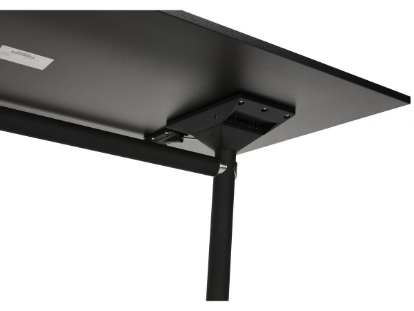 Birou negru cu roti Neves 140x70 cm blat reglabil, pal melaminat / baza neagra si crom, OT00830BL - Kokoon [7]