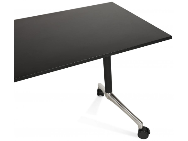 Birou negru cu roti Neves 140x70 cm blat reglabil, pal melaminat / baza neagra si crom, OT00830BL - Kokoon [8]