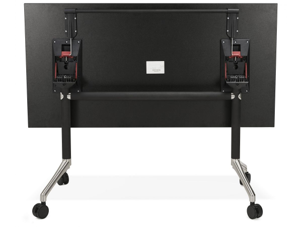 Birou negru cu roti Neves 140x70 cm blat reglabil, pal melaminat / baza neagra si crom, OT00830BL - Kokoon [3]