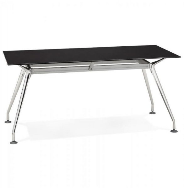 Birou managerial negru Bullet 160x80 cm blat sticla securizata, picioare otel crom, OT00340BL - Kokoon [6]