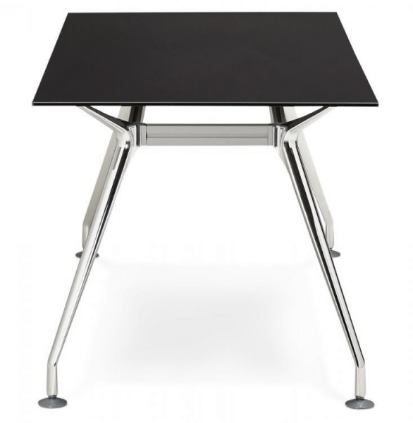 Birou managerial negru Bullet 160x80 cm blat sticla securizata, picioare otel crom, OT00340BL - Kokoon [2]