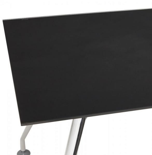 Birou managerial negru Bullet 160x80 cm blat sticla securizata, picioare otel crom, OT00340BL - Kokoon [3]