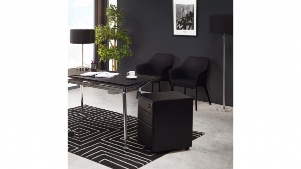 Birou negru de design BULLET II 160x80 cm pal / otel, OT00350BL - Kokoon [9]