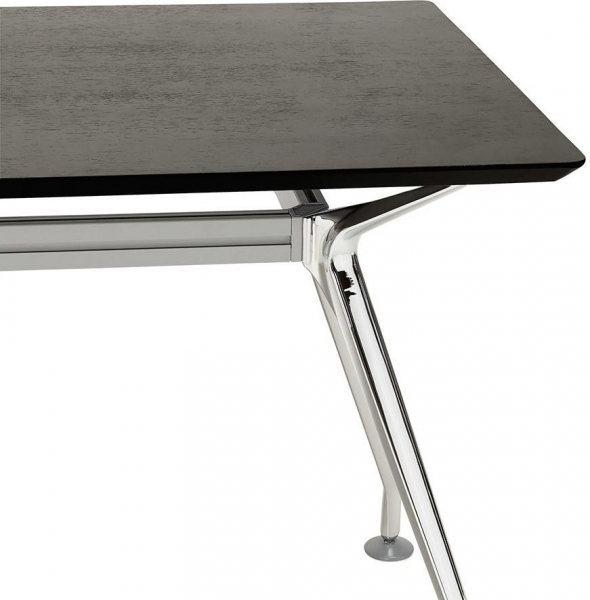 Birou managerial negru Milo 180x90 cm MDF textura lemn, picioare otel crom, design modern, OT00420BL - Kokoon [6]
