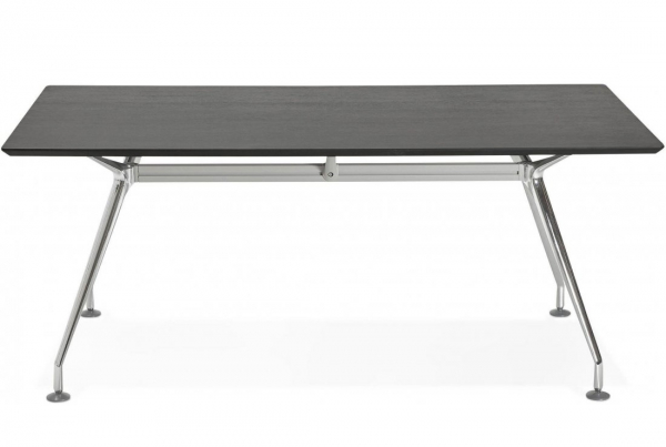 Birou managerial negru Milo 180x90 cm MDF textura lemn, picioare otel crom, design modern, OT00420BL - Kokoon [5]