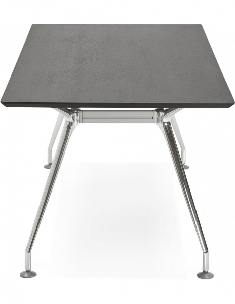 Birou managerial negru Milo 180x90 cm MDF textura lemn, picioare otel crom, design modern, OT00420BL - Kokoon [4]