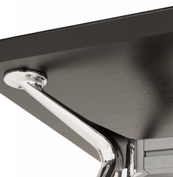 Birou managerial negru Milo 180x90 cm MDF textura lemn, picioare otel crom, design modern, OT00420BL - Kokoon [9]