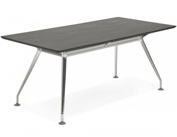 Birou managerial negru Milo 180x90 cm MDF textura lemn, picioare otel crom, design modern, OT00420BL - Kokoon [3]
