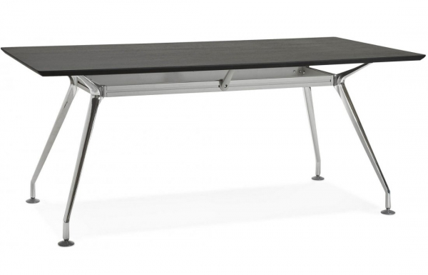 Birou managerial negru Milo 180x90 cm MDF textura lemn, picioare otel crom, design modern, OT00420BL - Kokoon [2]