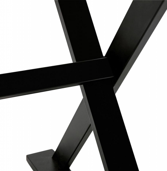 Birou negru premium Xenia 160x80 cm, blat sticla securizata neagra, picioare metal in forma de X, OT00620BL - Kokoon [6]