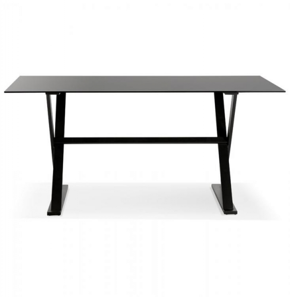 Birou negru premium Xenia 160x80 cm, blat sticla securizata neagra, picioare metal in forma de X, OT00620BL - Kokoon [2]