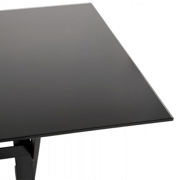 Birou negru premium Xenia 160x80 cm, blat sticla securizata neagra, picioare metal in forma de X, OT00620BL - Kokoon [5]